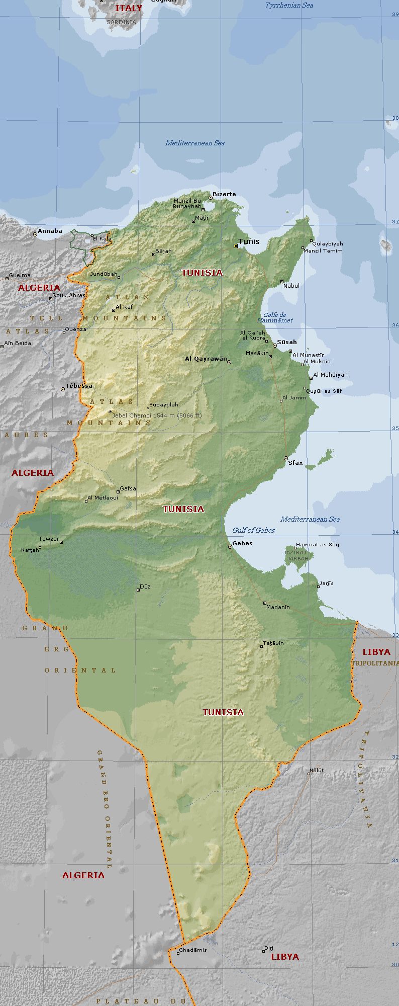 Harta Tunisia, Tunisia map